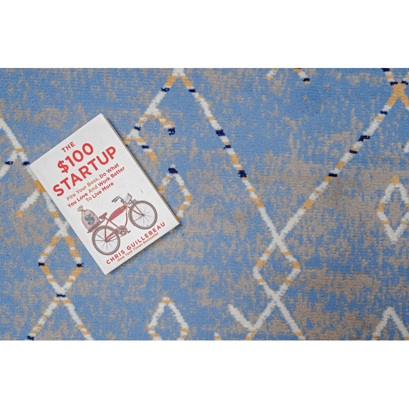 Tapis bleu clair Nivedita, Tapis de couloir 2 pi x 8 pi