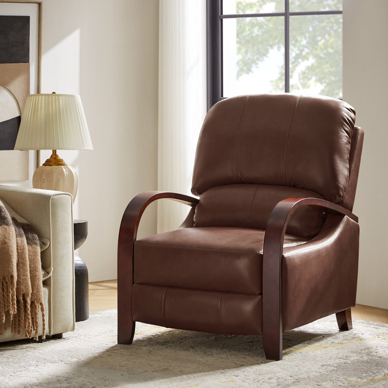 Fauteuil inclinable standard en cuir véritable Hardge, Cuir véritable brun