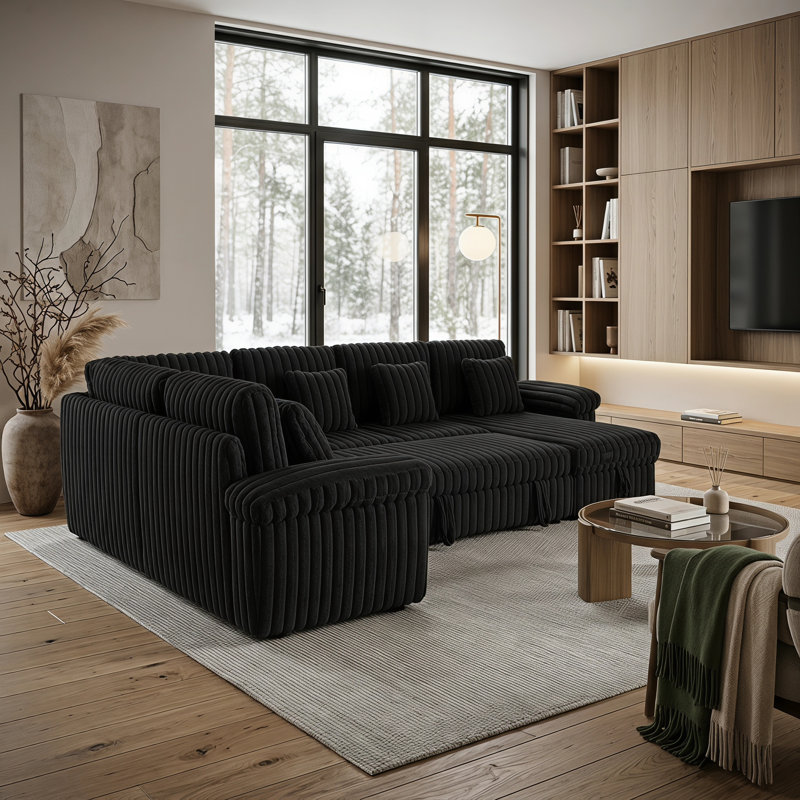 Canapé-lit modulaire en U avec rangement et table basse Ultimate Comfort Cloud, Noir