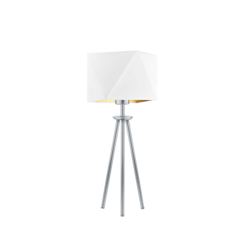 Emmly Metal Tripod Lamp, White, Chrome