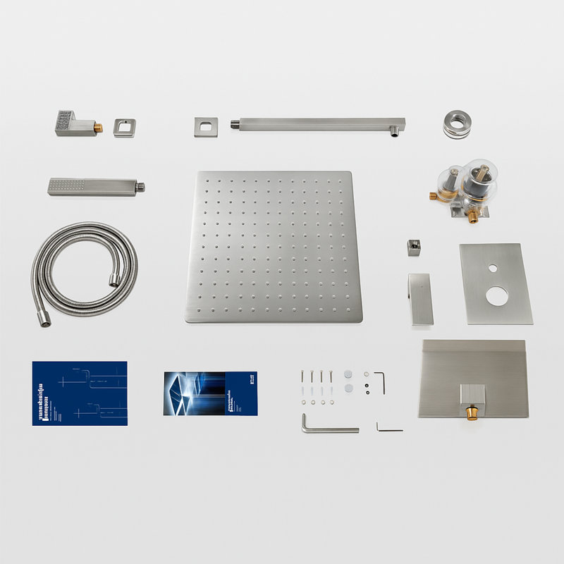 Premium Brushed Nickel Shower Faucets & Systems, Contemporary Design With Full Body Rain Shower And Handheld
