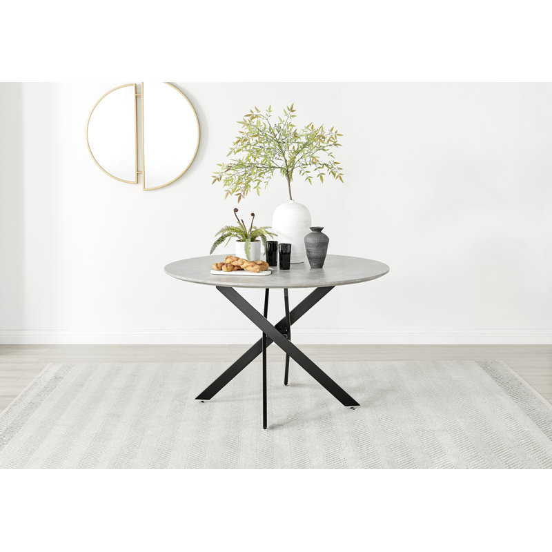 Eubanks Luxury Metal and Concrete Effect Round Dining Table - Modern Statement Design, 75 x 120 x 120cm, Black