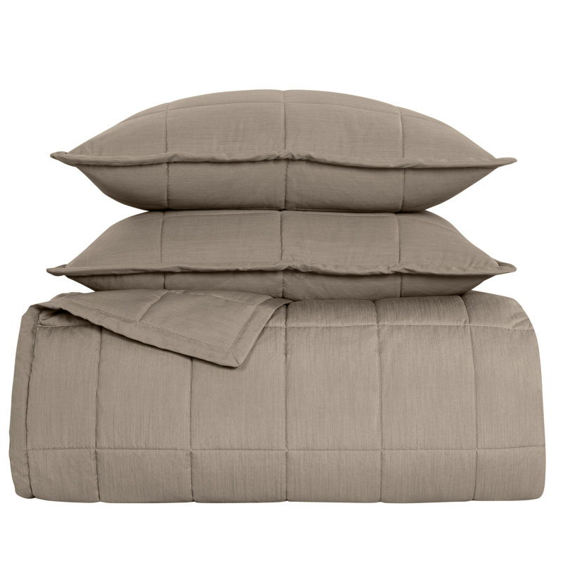 Slub Tencel Coverlet Set , King Bedspread + 2 King Shams, Cafe au Lait