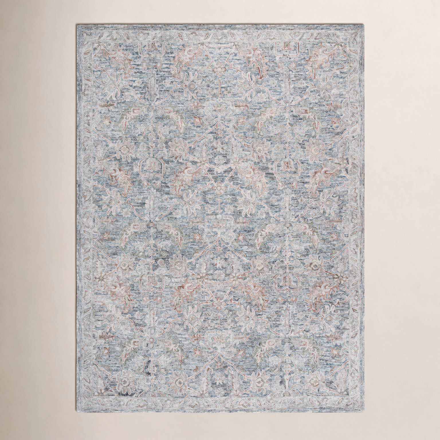 Teal Green Hand-Tufted Wool Oriental Rug, Rectangle 8' x 10'