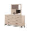 Ensemble de chambre à coucher grand, commode, miroir de commode brun clair 5 pièces Rozie