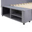 Lit plateforme simple tapissier en forme de L avec rangement et tiroirs