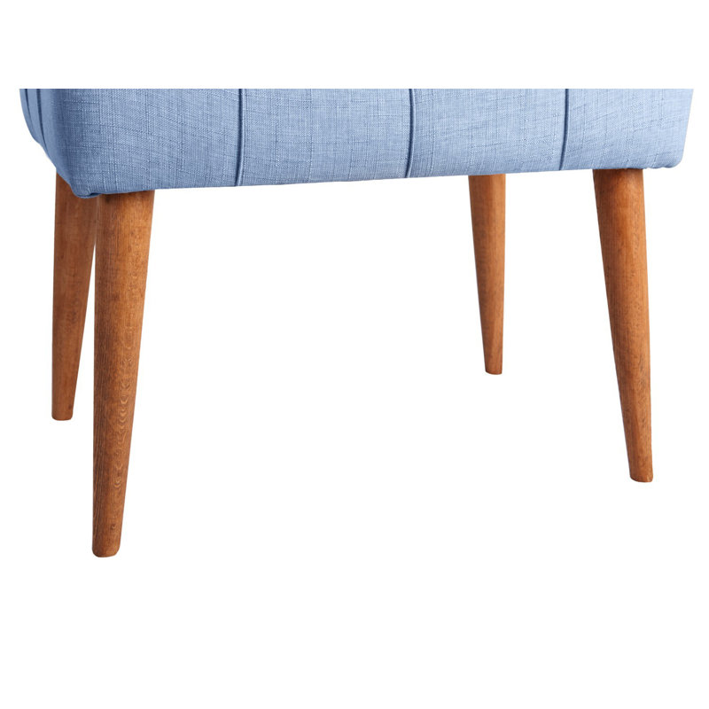 Pouf moderne bleu sax avec cadre en bois massif | Tissu 100% polyester facile à nettoyer, mousse 32% pour plus de confort | Ajout élégant au décor rustique et scandinave, parfait pour le salon, l'hôtel ou les espaces de fantaisie