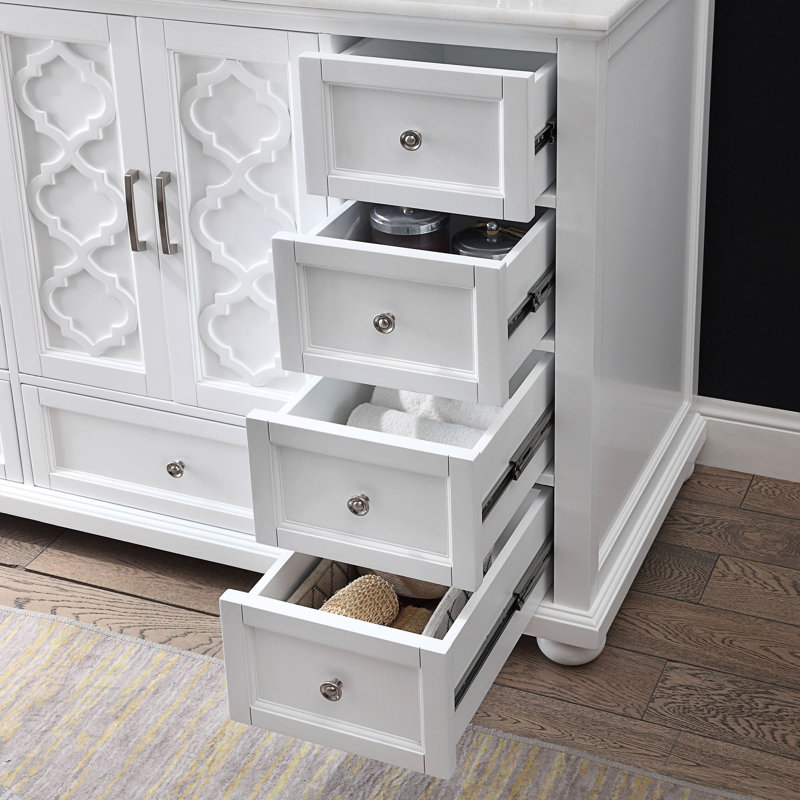 Ali 48'' Single Bathroom Vanity with Marble Top, White