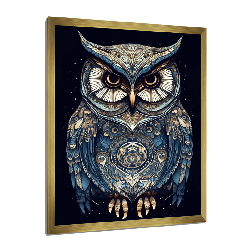 Hibou blanc magique - impression, Cadre photo doré, H 44 po x l 34 po x P 1,5 po