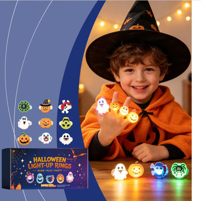 Décorations d'Halloween : anneaux lumineux DEL clignotants pour enfants, jouets parfaits pour les fêtes d'Halloween, cadeaux et surprises à glisser dans les pochettes-surprises.