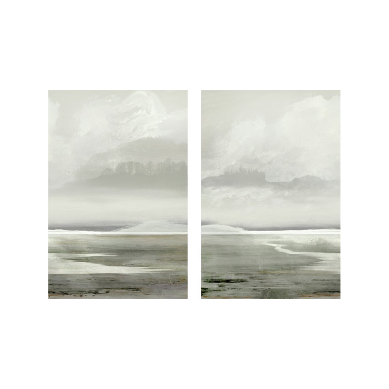 "Abstract in Lakes", ensemble de deux peintures murales encadrées, Noir, H 14 po x l 20 po