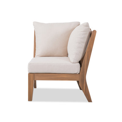 Weslyn Solid Wood Patio Corner Chair with Cushions
