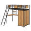 Lit mezzanine compact compact avec bureau en L et garde-robe encastrée-1949872861