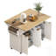 Îlot de cuisine cannelé polyvalent avec 2 abattants, prise de courant et rangement, parfait pour les cuisines modernes et les salles à manger.