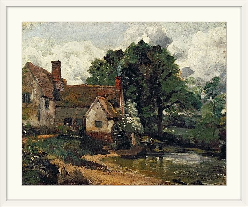 «Willy Lott's House, 1816» par John Constable, reproduction d'art, H 20 po x l 23 po x P 1 po, Cadre blanc