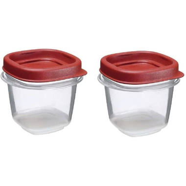 RUBBERMAID Square 4oz 118 ml Food Storage Container Red Lid Set Of