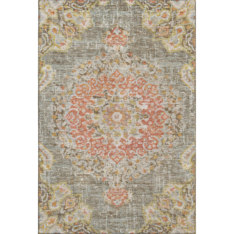 Premium Machine Washable Kelton AMF1236 Global Rug, Rectangle 5' x 7'6"