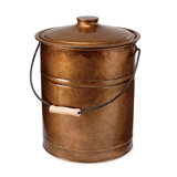 Galvanized Steel Ash Bucket with Handle, Lid and Double-Layer Bottom