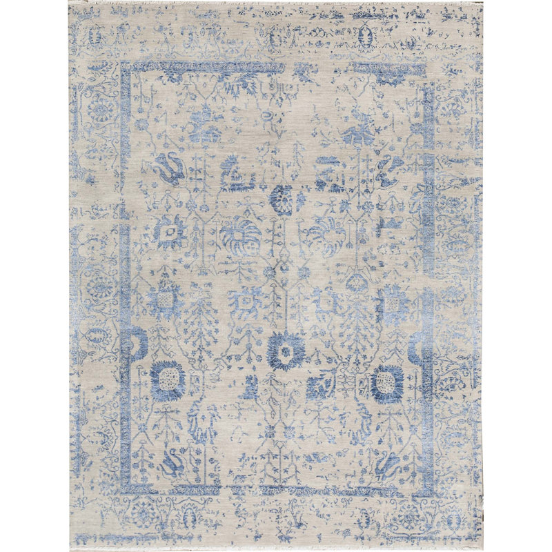 One-of-a-Kind Hand-Knotted High-Quality Gray/Blue Area Rug