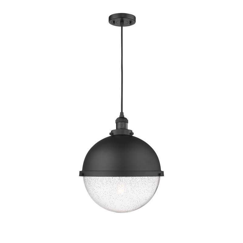 Luminaire suspendu en forme de globe à 1 lumière Amande, H 136,38 po x l 12,88 po x P 12,88 po, Noir mat, DEL
