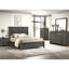 Lit double rustique à finition grise avec motifs et motifs géométriques, meubles de chambre à coucher contemporains en bois avec une finition de style, cadre de tête de lit solide pour embellir-824364426