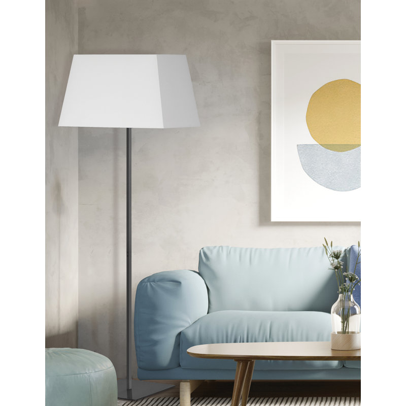 Matte Black Adjustable Floor Lamp with White Square Shade