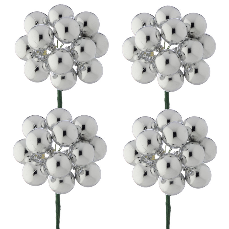 Boule de 30 tiges en plastique incassable 30 mm Shiney , Argent argent