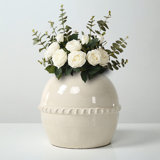 Approx. 11" High Off Whtie Ceramic Vase with Lace Decoration