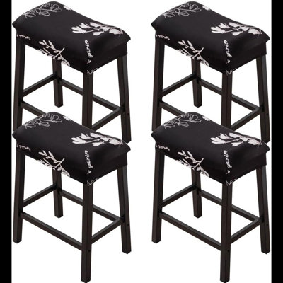 Ensemble de 4 tabourets de bar rectangulaires imprimés à hauteur de comptoir avec housses de selle et housse de protection