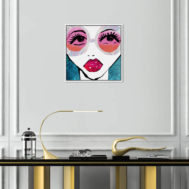 «Fashion and Glam Ready For The Water Portraits» - impression d'art graphique, H 16 po x l 16 po, Cadre doré
