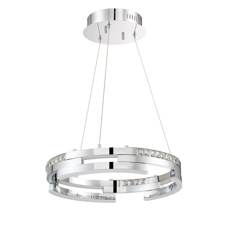 Lustre en roue de chariot à 6 lumières DEL Farren, H 77 po x l 24 po x P 18 po, Chrome