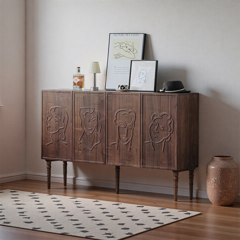 American style carved living room shoe cabinet