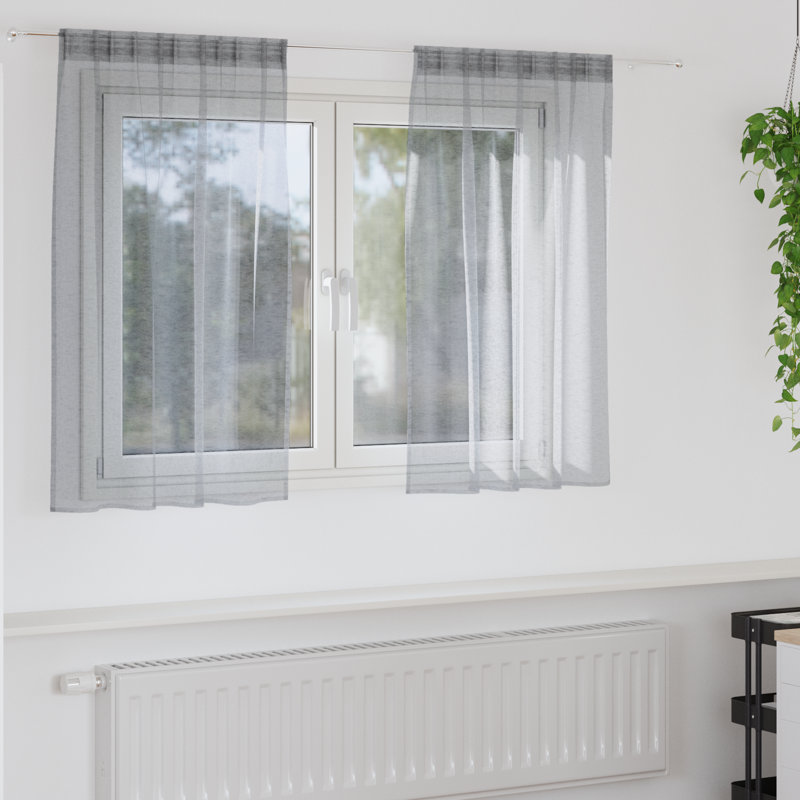 Suzzy Semi Sheer Curtain, 140cm Width x 140cm Drop, Dark Grey