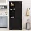 Élégante armoire de rangement pour salle de bain avec paniers à linge inclinables, tablettes réglables et anti-basculement-1743526224