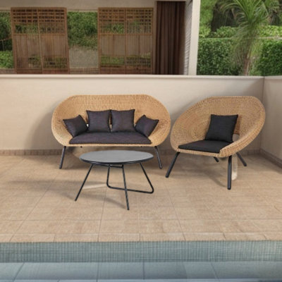 Broddi Wicker 3 - Person Patio Conversation Set with Cushions