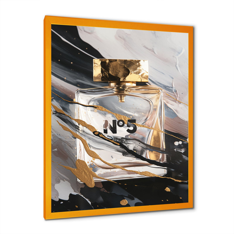 Chefs-d'œuvre de bouteille de parfum noir IV - impression, H 20 po x l 12 po x P 1 po, Encadrement doré