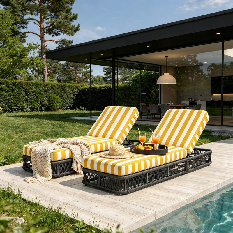 Outdoor Single chaise with Cushions, Deep Purple