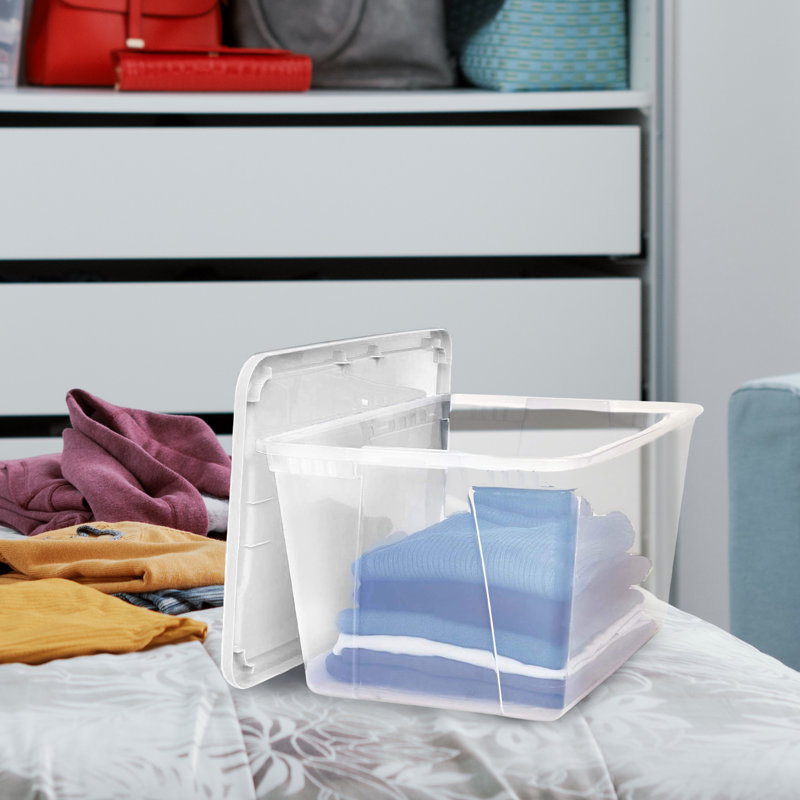 Contenant de rangement en plastique empilable Homz, White, 56 pte