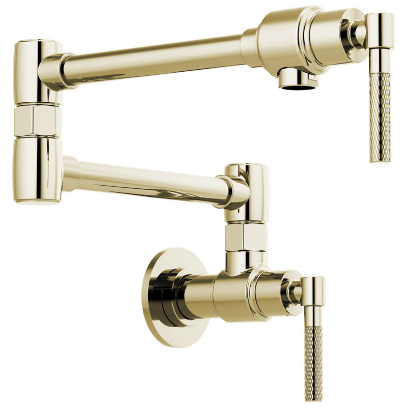 Litze® Wall Mount Pot Filler with Knurled Handle, Polished Nickel