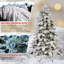 Arbre de Noël en forme d'épouvantail enneigé 7 pi avec 360 lumières DEL blanc chaud, 890 pointes de mémoire en PVC, poteau électrique et structure à charnières-1595597683