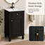 Meuble-lavabo de style français de 45,9 cm (18,05 po) avec lavabo en céramique, porte à fermeture amortie, tablette réglable, noir, autoportant