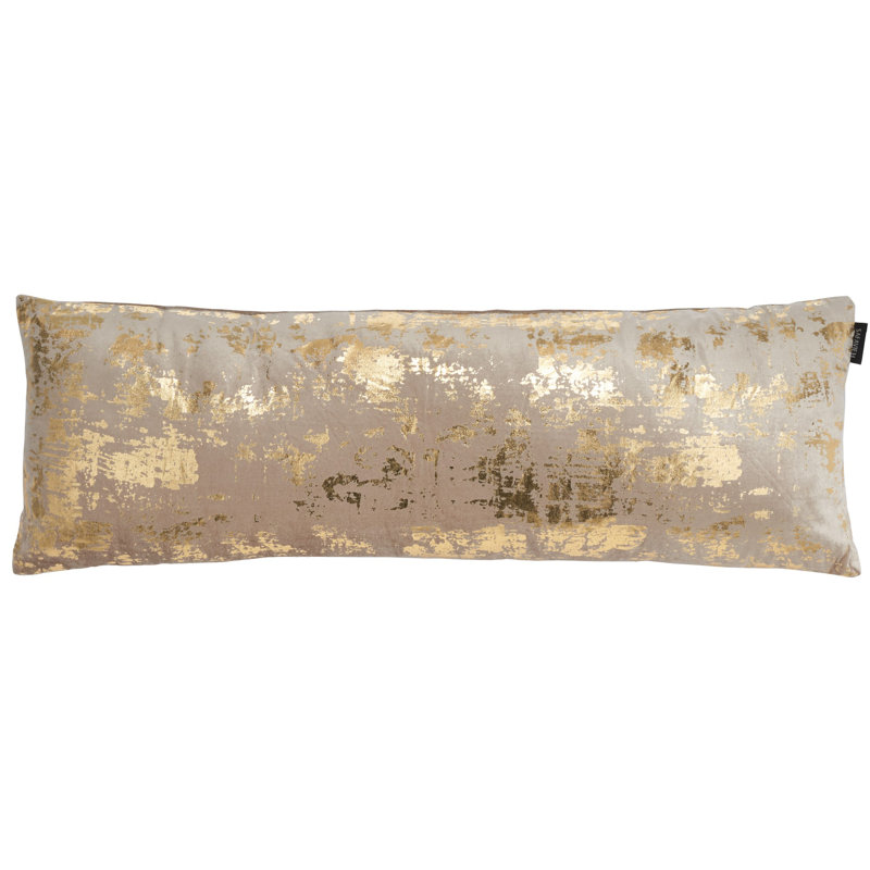 Abstract Cotton Blend Reversible Throw Pillow, Beige/Gold, 12" x 36"