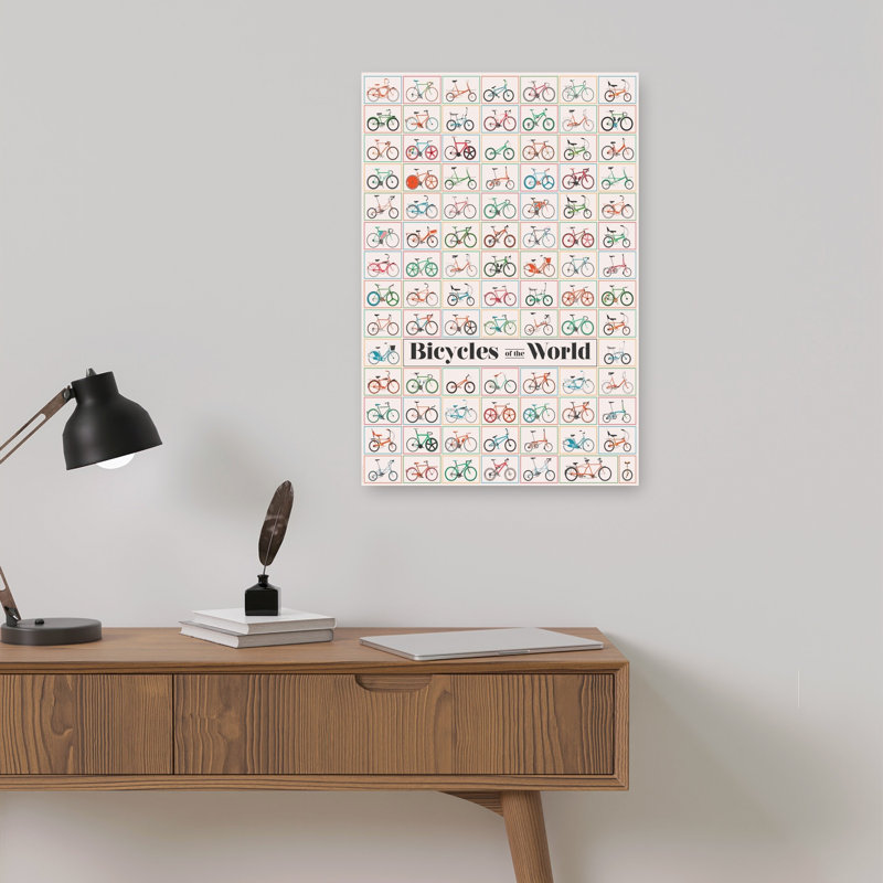 Bicyclettes du monde rétro, art mural rétro, 18" H x 12" W