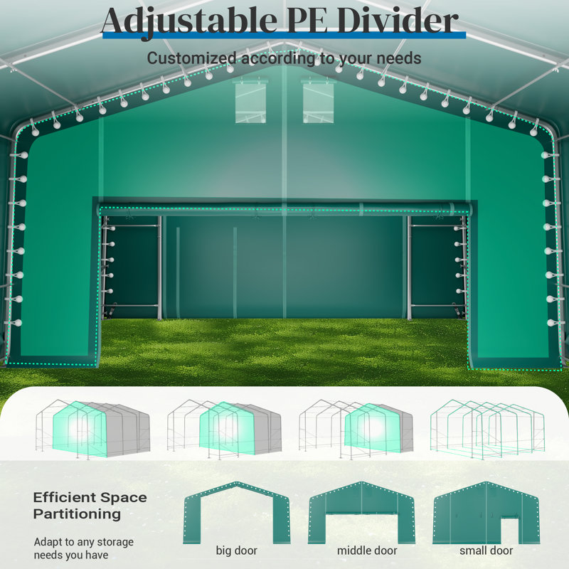 Heavy Duty Waterproof Carport Canopy, Portable Agricultural Vehicle Shelter with Roll-Up Doors & Ventilation – Storage Tent for Trucks, SUV, Boats, RV, Outdoor Equipment Protection
