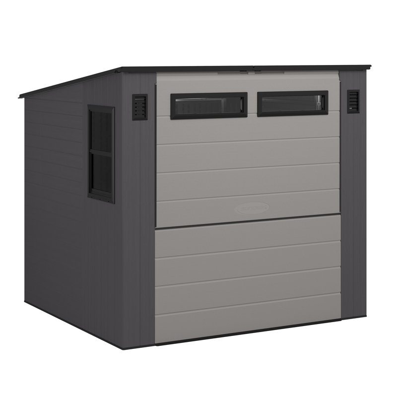Suncast Cabana Entertainment Shed & Bar 8x7 - Cool Grey With Assembly, No