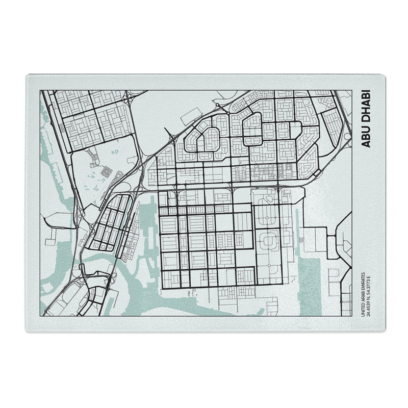 Map Abu Dhabi UAE Chopping Board, 20cm W x 28.5cm L