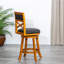 Tabouret de bar de 76 cm (30 pouces) avec finition naturelle et élégant revêtement d'assise en tissu anthracite.