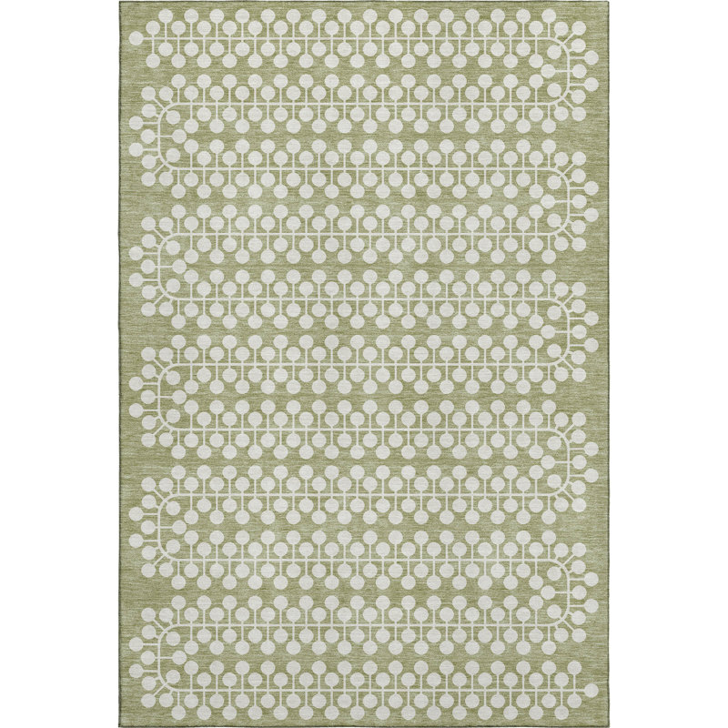 Premium Machine Washable Mayfield AMF2247 Geometric Rug, Aloe, 9' x 12'