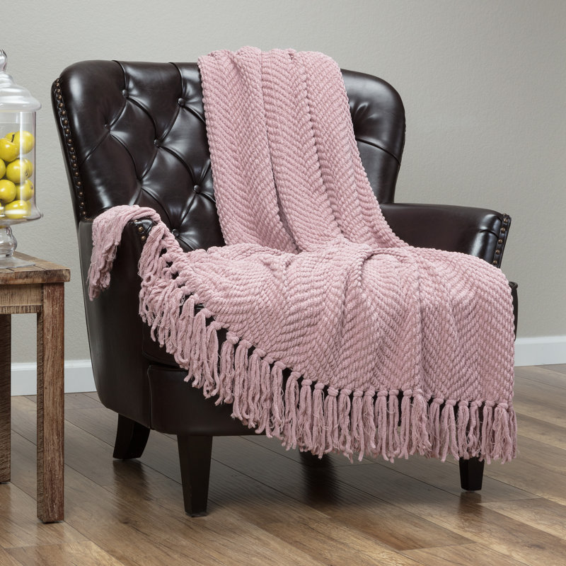 Jeté tricoté texturé , Mauve, l 65 po x L 50