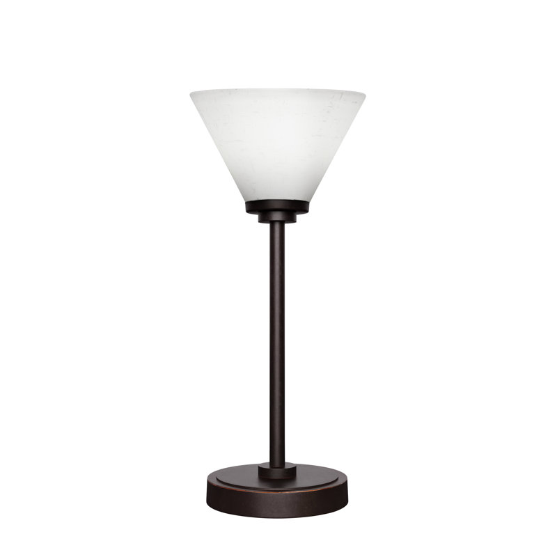 Lampe d'appoint Luna avec verre mousseline blanc 7 po, Granit foncé, H 15,75 po x l 7 po x P 7 po